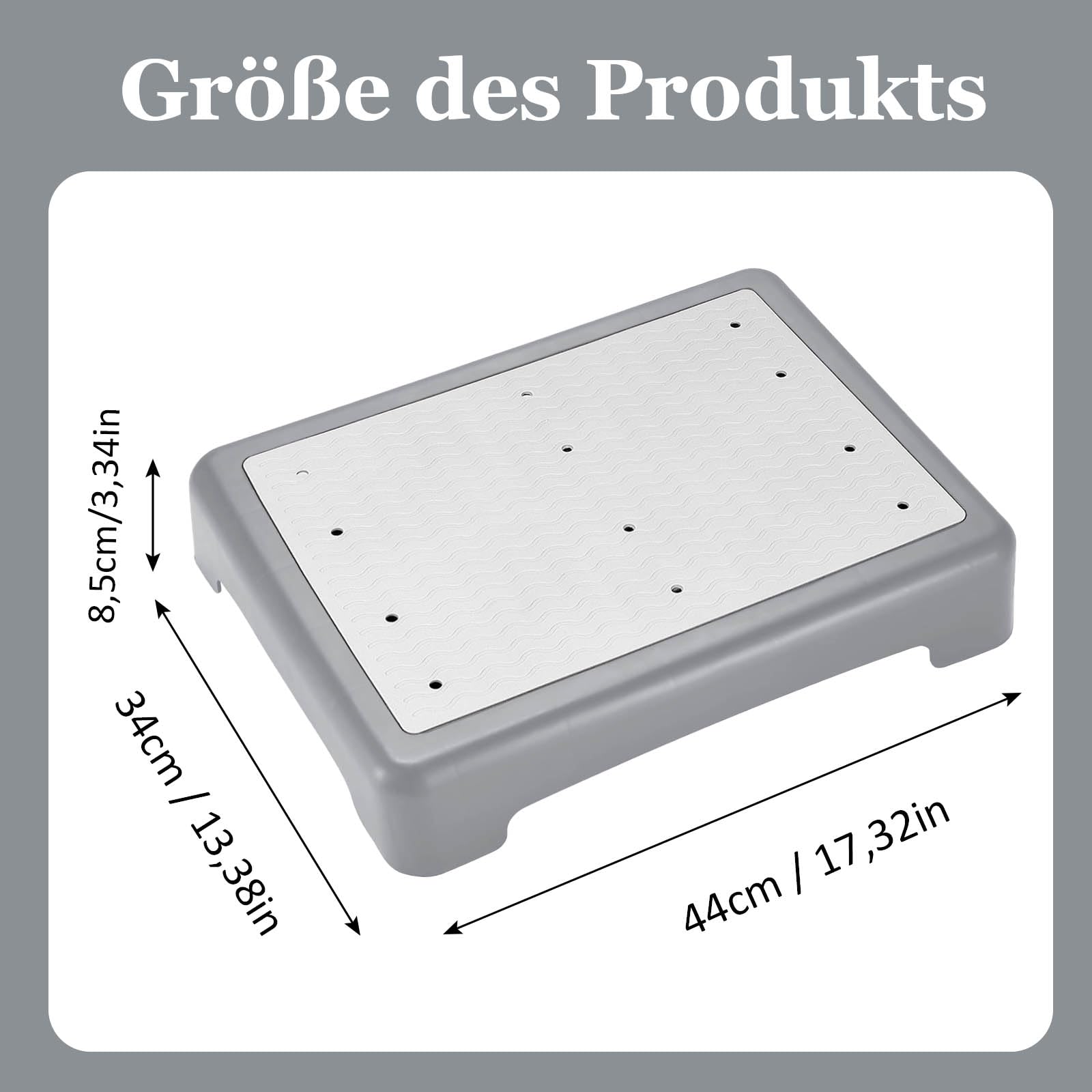 Sgabello di Supporto Mezzo Gradino, Sgabello Half Step per Anziani, Impilabile Mezzo Gradino Antiscivolo Portatile Aiuto per Scale, Portata Massima 200 kg, per Sedie a Rotelle e Automobili, Grigio