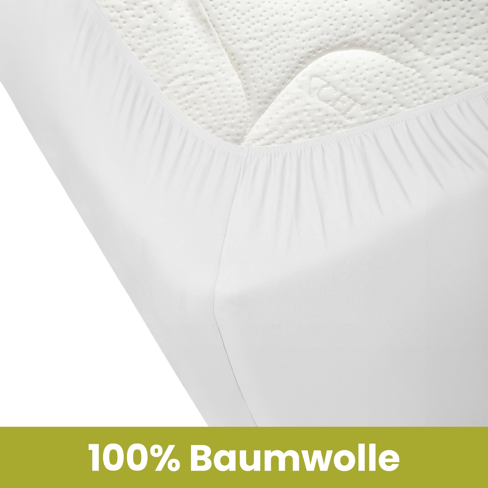 Spannbettlaken Wohnmobil 2er Set - 1 Spannbettlaken Weiß + 1 Molton matratzenschoner mit Ecke rechts(125-155cm x 200cm)- Französische Betten - für Wohnwagen Matratze - Oeko-TEX