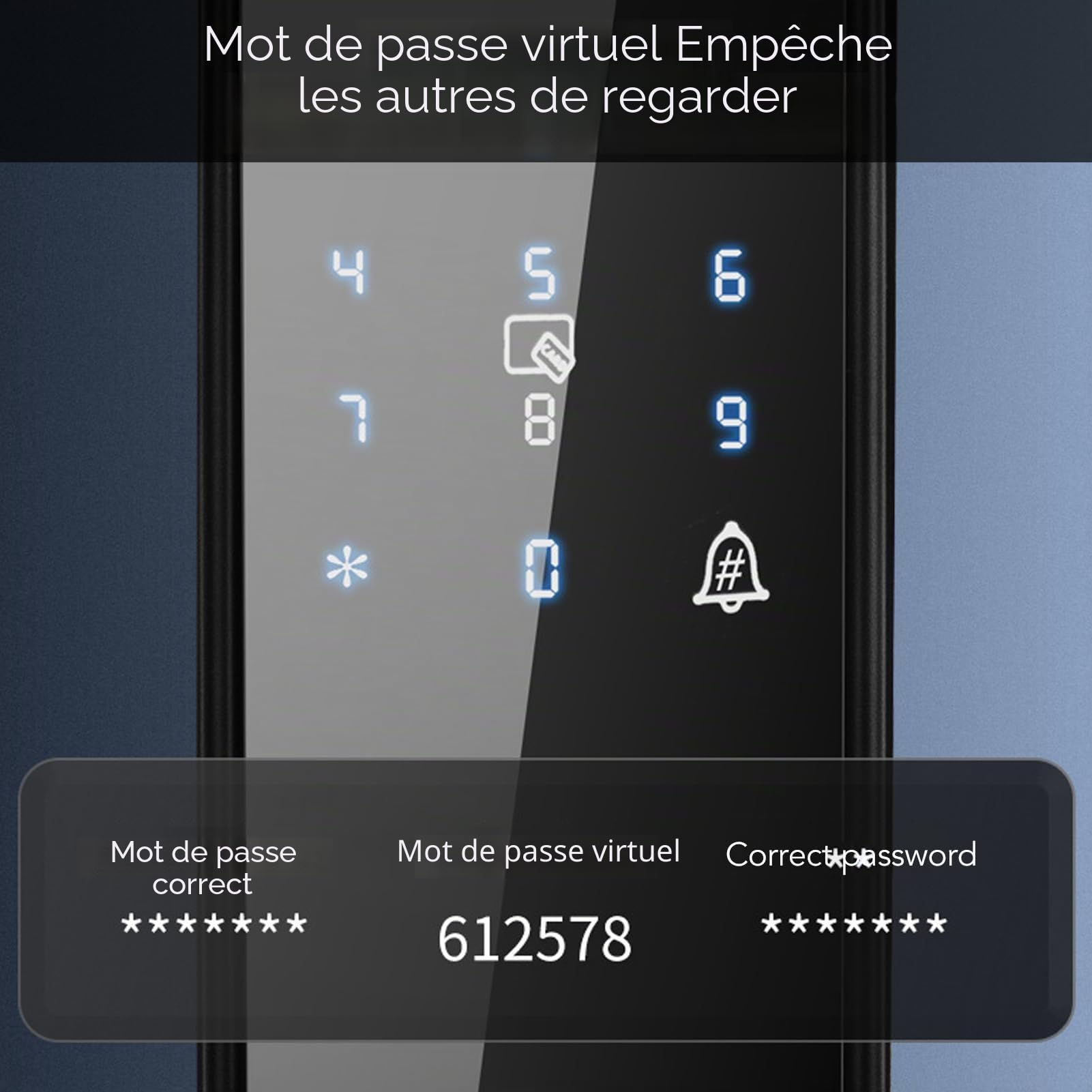 Serrure de Porte D'entrée sans clé, Serrure Intelligente de Porte Digitales Mot de Passe Carte IC clé Antivol APP Contrôle Serrure D'entrée pour la sécurité à Domicile