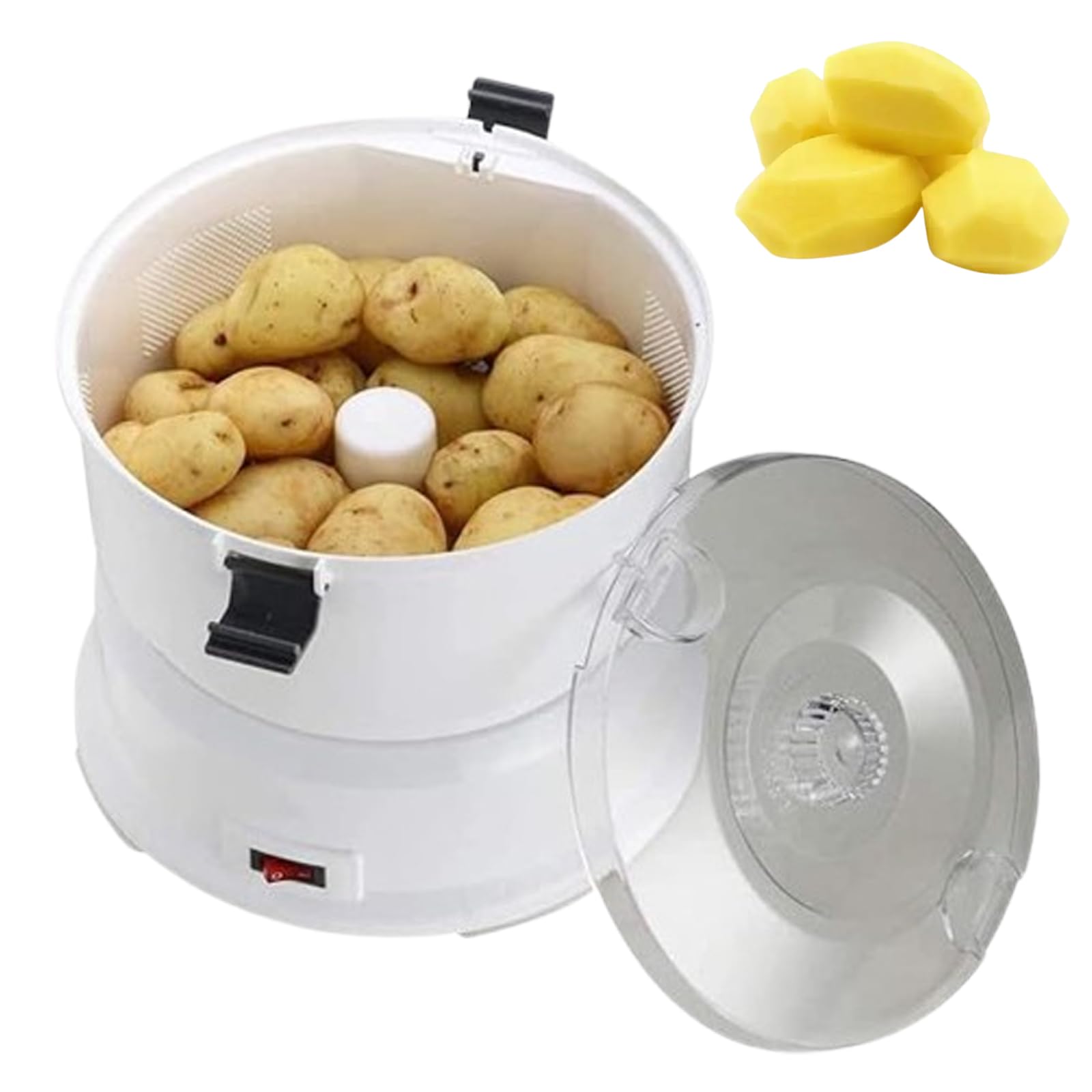 SICWEDIM 85W Electric Potato Peeler, Potato Vegetable Peeler, 1kg/2.2lb Capacity, 6 Stainless Steel Blades, Safe Operations, Easy to Clean, for Potatoes, Carrots and Fruits