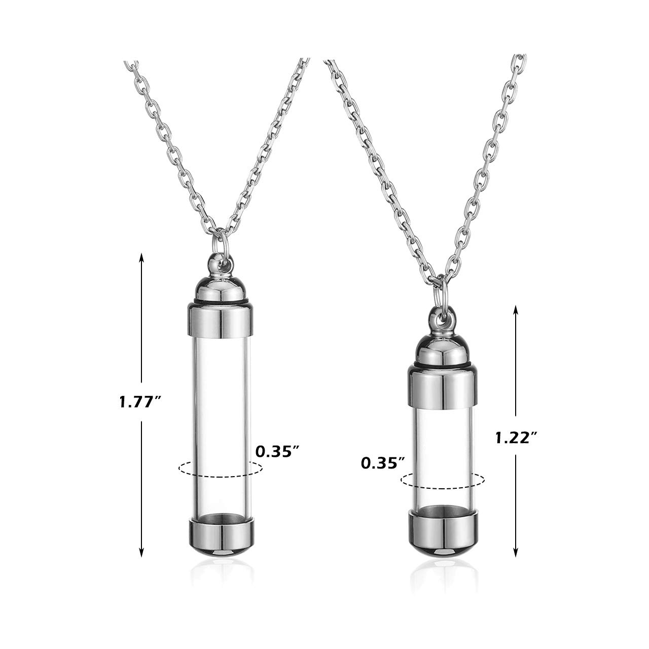 JSDDE Schmuck 2er Memorial Anhänger Halskette Set Paar Kette Urne Anhänger zum öffnen Locket Anhänger Gedank Asche Haare Blume Anhänger mit 24 Zoll Kette