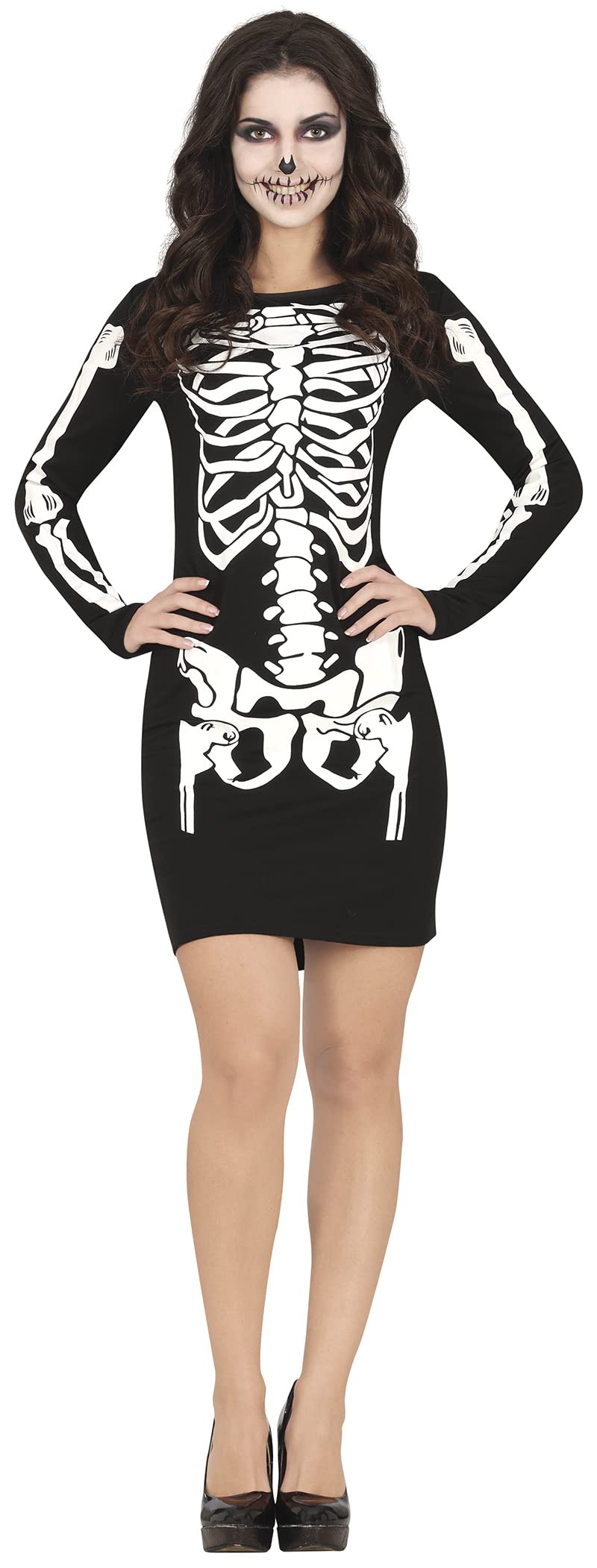 FIESTAS GUIRCA Skeleton Mini Dress Halloween Costume Adult Women - Adults Fancy Dress Costumes Women Size M 10-12