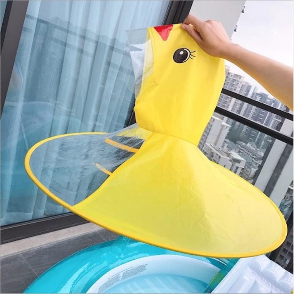Kids Raincoat Umbrella Hat Waterproof UFO for Baby Girls and Boys Poncho Rain Hat Cartoon Duck Raincoat
