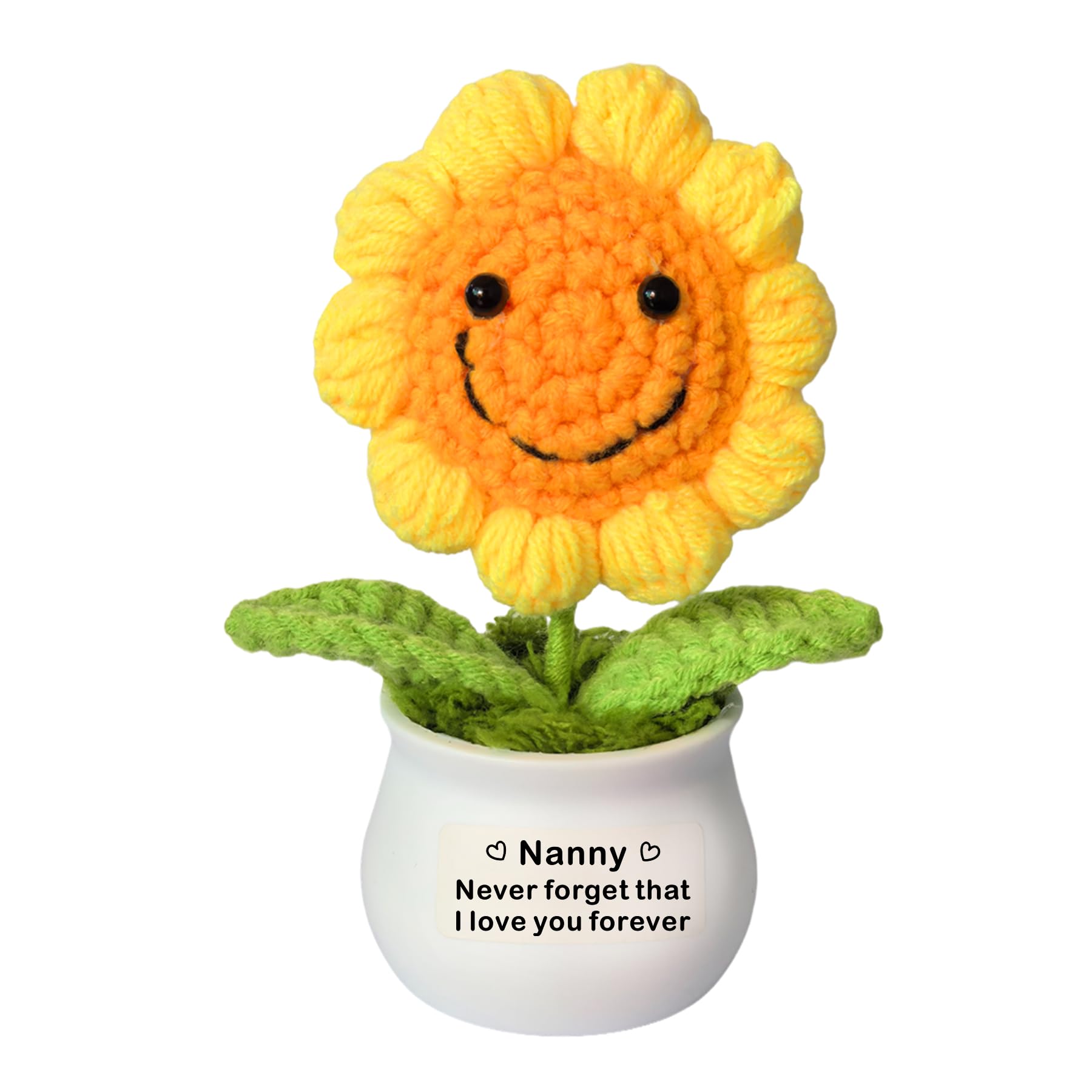SMARGO Nanny Gifts from Grandson Granddaughter - Handmade Positive Sunflower Crochet Pot Presents,Nanny Gifts Birthday Christmas Thanksgiving for Nanny