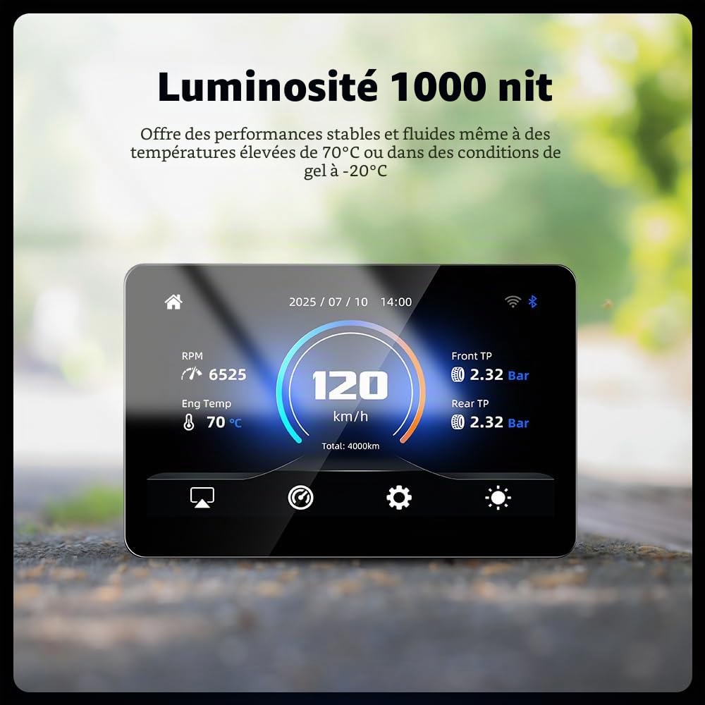 Écran de Moto 6,2" pour BMW R1200GS R1250GS F800 F900 S1000XR, CarPlay sans Fil et Android Auto, Compatible WonderWheel et Lecteur de Données du Véhicule, IP67