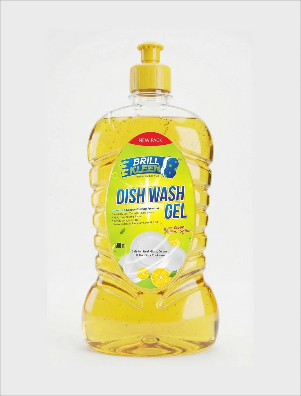 Dish Wash Gel, Lemon, Advanced Grease-Cutting Formula, Safe for Steel, Glass, Ceramic and Non-Stick Cookware, 500 ml-image-46