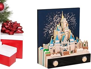 3Dメモパッド プリンセスキャッスル メモ帳 プリンセスパーティー記念品 彫刻アートメモパッド DIY粘着ポスト クラフト彫刻ギフト デスクトップデコレーション(3Dメモパッド-城1)