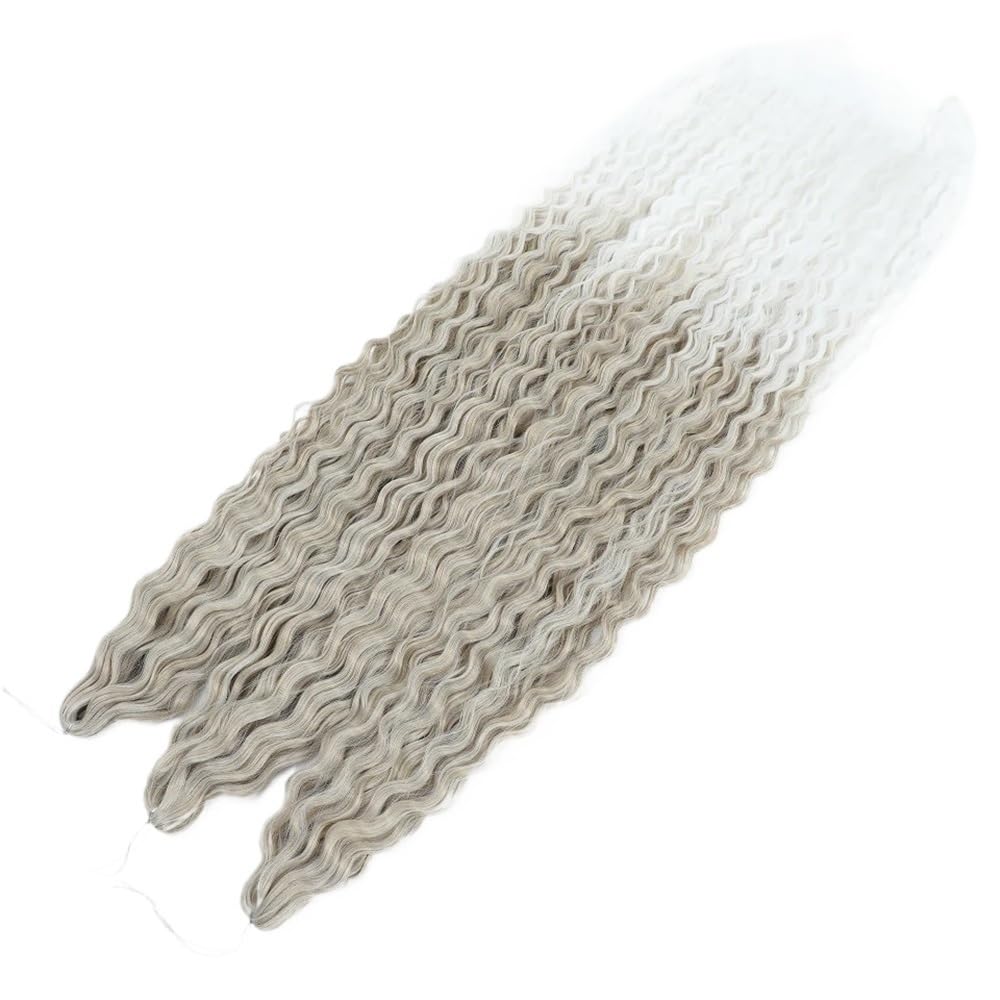 Zestaw 3 długich kręconych peruk, szydełkowe falowane włosy dla czarnych kobiet, głębokie warkocze do warkoczy boho (T18-60,30 cala-75 cm)