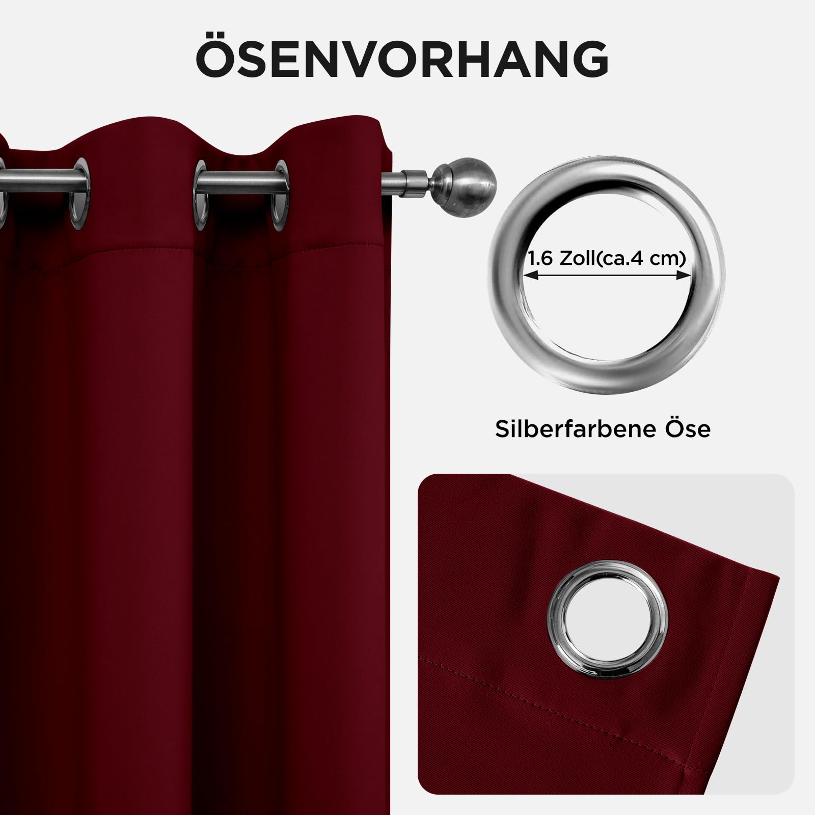 Joydeco Blickdichte Vorhänge mit Ösen Gardinen 2er Set – Bild 6