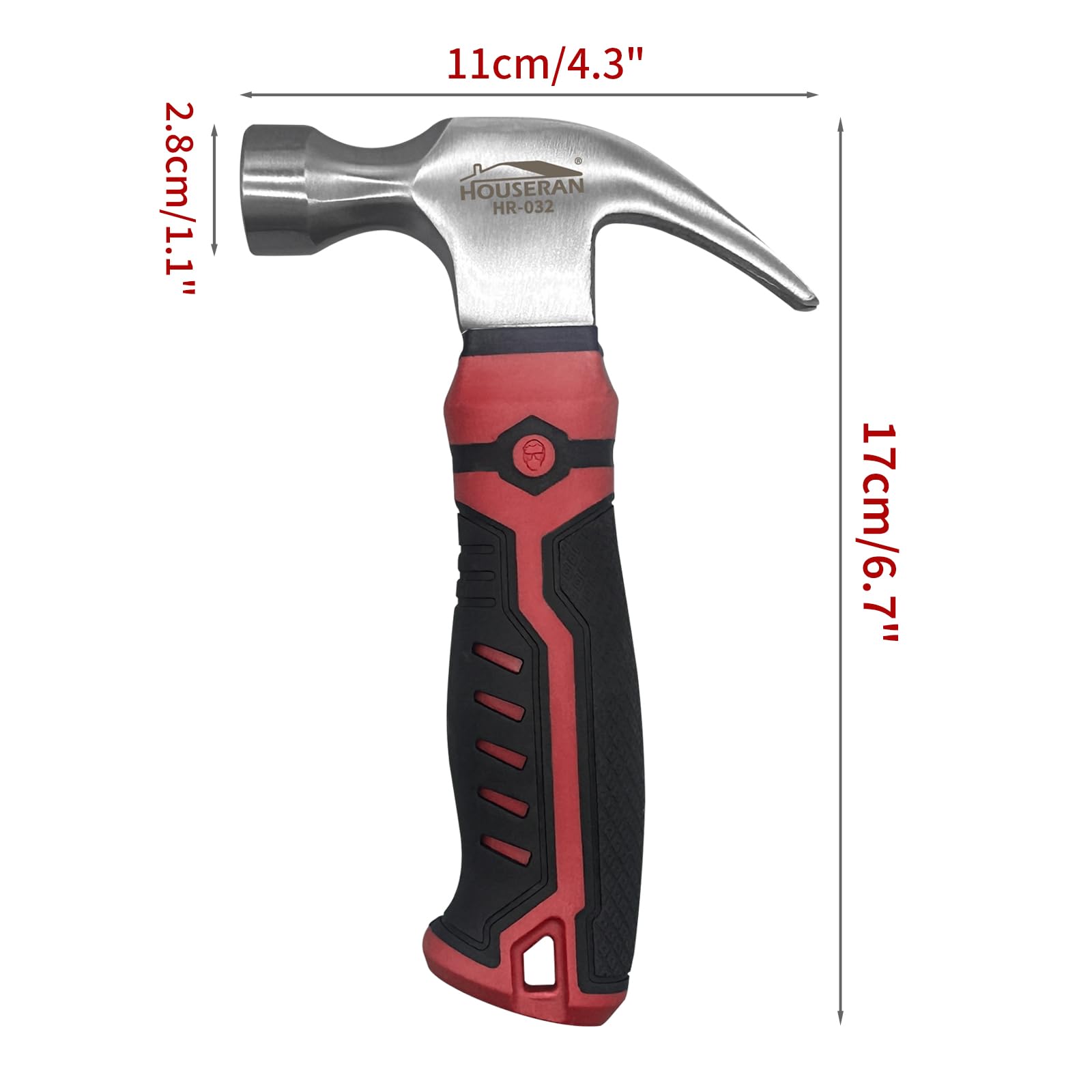 HOUSERAN Small Hammer 12oz, Claw Hammer for Women Red, 12oz Claw Hammer - Image 2