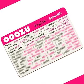 OOOZU Spanish Language Cards - 2 Card Pack - Essential Words And Phrases For Holidays And Travel To Spain - Lightweight Credit Card-Sized Phrasebook/Phrase Book Alternative
