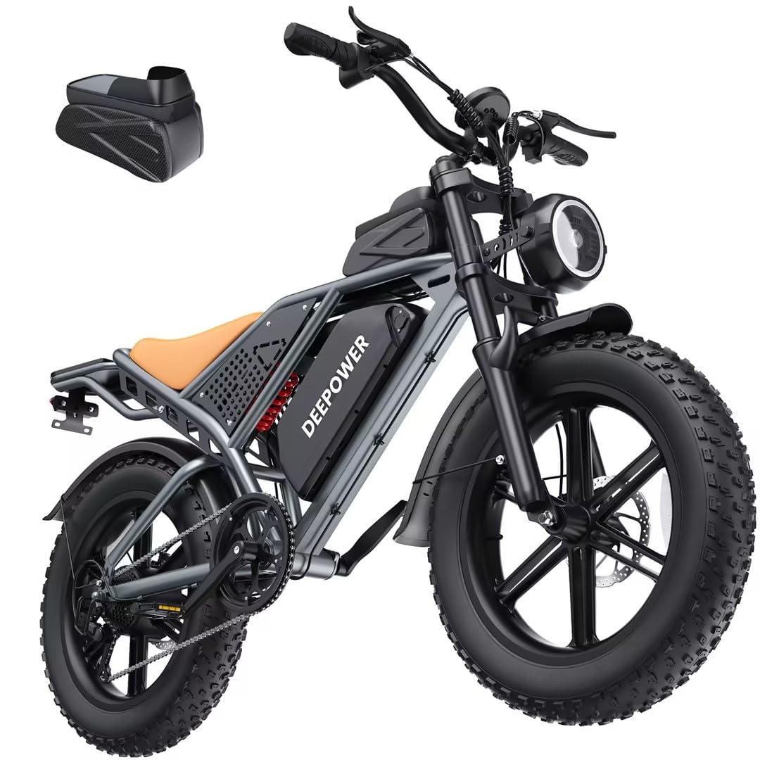 DEEPOWER QS7 Bicicletta Elettrica Per Adulti, 20"×4.0 Pneumatici Fat E-Bike Con 48V 20/35/60Ah Batteria Rimovibile, 25 KM/H, 160-250KM Autonomia, 7 Marce, Sospensione Idraulica Completa - 2