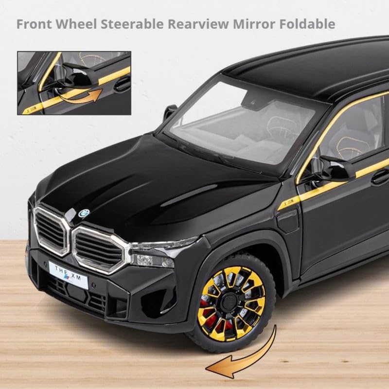 Image of 1:24 BMW XM Model Car Alloy Diecast Pull Back Toy with Lights & Music Openable Doors Metal Sports Car for Kids & Collectors Realistic Design Gift for Boys & Girls (Black)