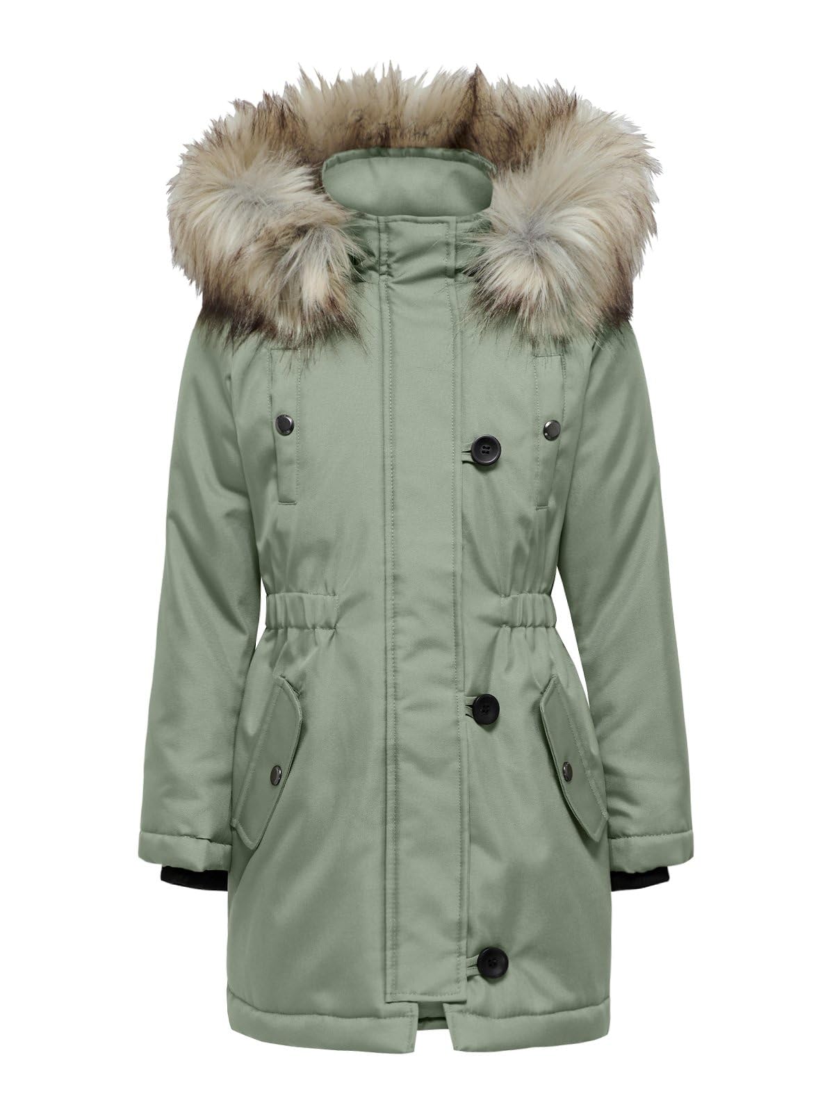 ONLY Kids Mädchen Winterjacke KOGIris Parka Kinderjacke mit Fellkapuze
