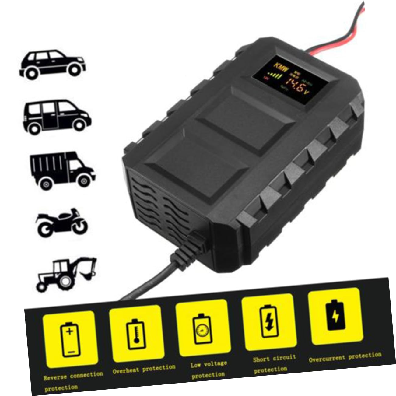 Sosoport Chargeur de Batterie pour Voitures et Camions Chargeur de Batteries Acide avec Protection Surcharge et Circuit pour et Véhicules Électriques