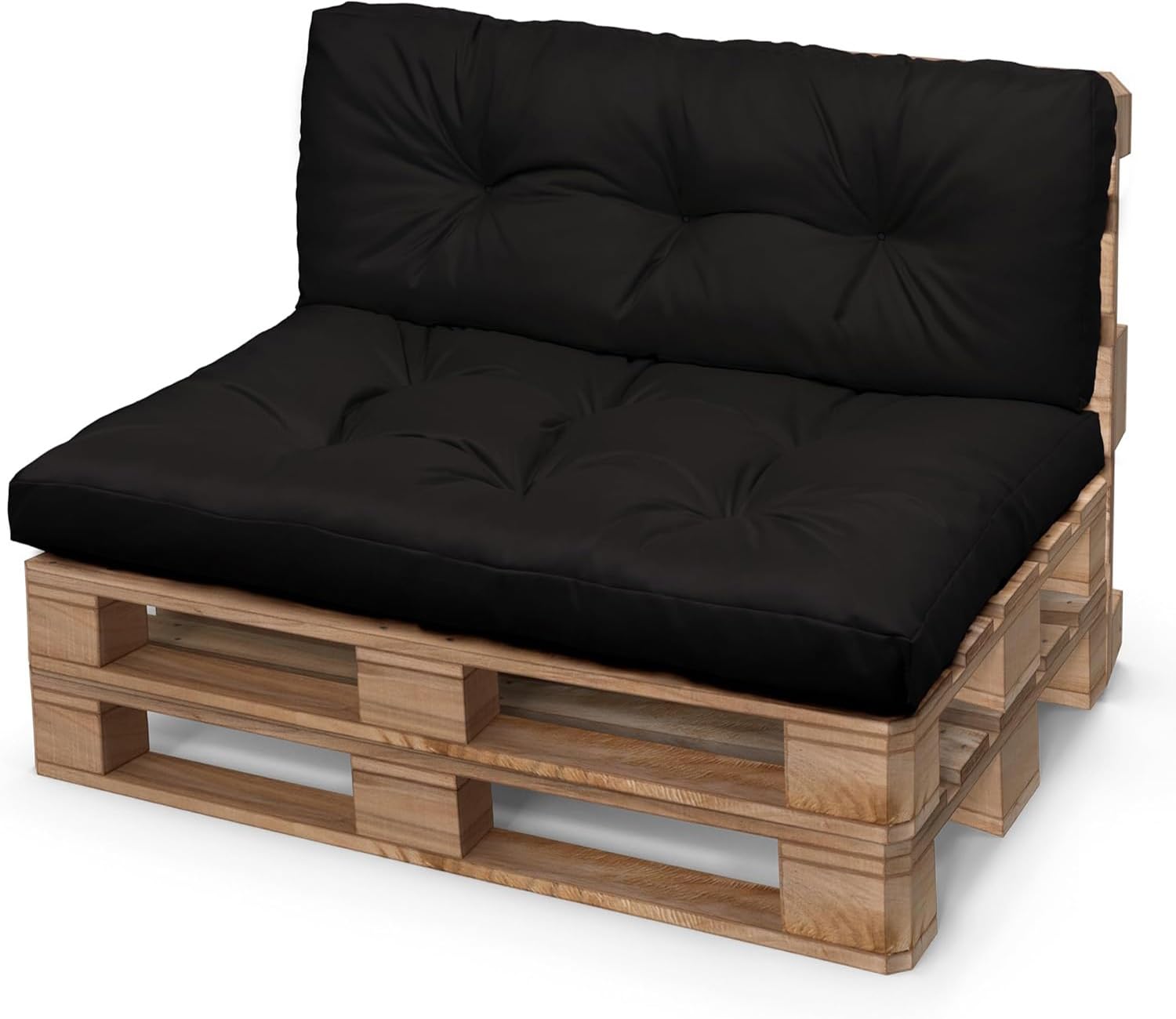Palettenkissen Set wasserdicht Palettenkissen Indoor & Outdoor 120x80 120x60 100x60 80x60 cm Kissen für Europalettensofa mit Rückenlehne Schwarz (120x50+120x40 cm)