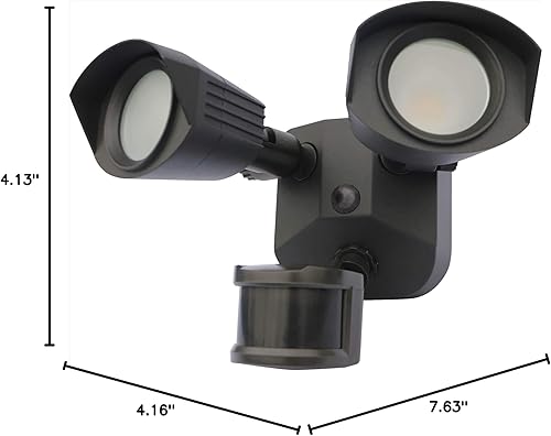 Miniatura 8 de Nuvo 65219 - Luz LED de seguridad de doble cabezal, 4000 K, sensor de movimiento, bronce