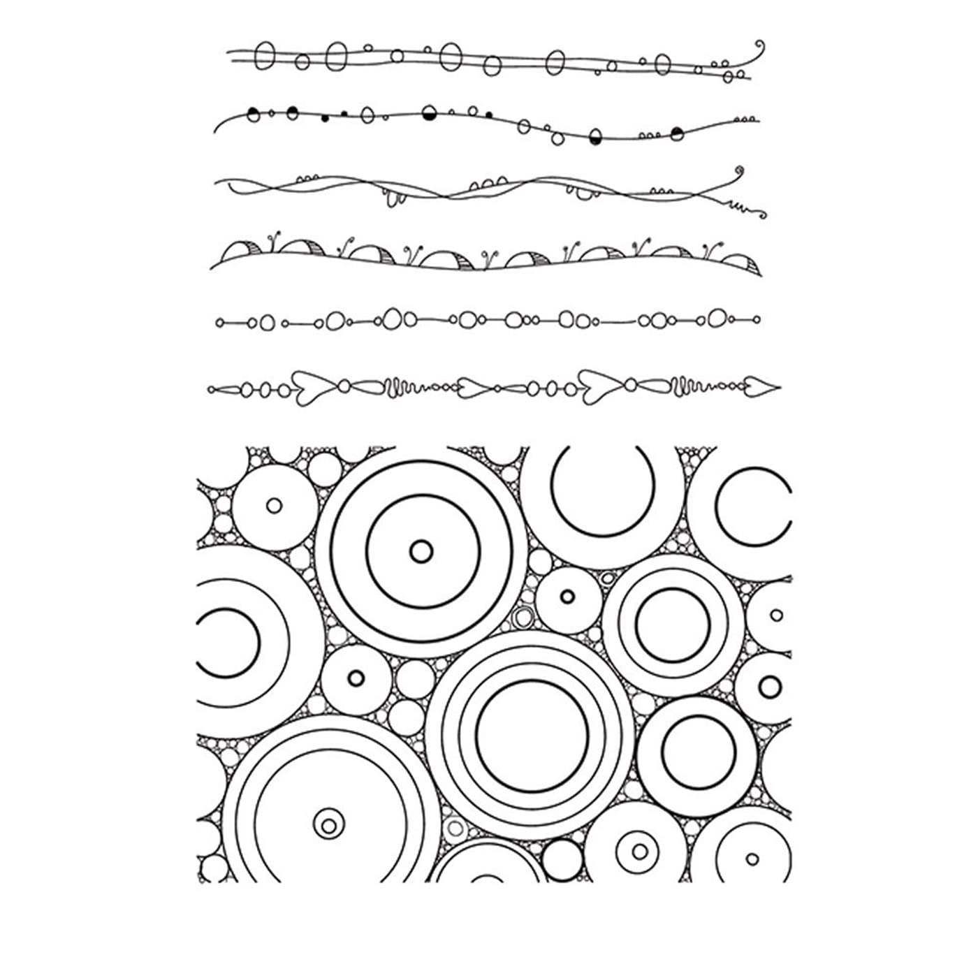 arriettycraft Circles Background Clear Stamps for Card Making or Journaling Different Lines Borders Silicone Stamps for DIY Scrapbooking Photo Album Paper Crafting-A1954