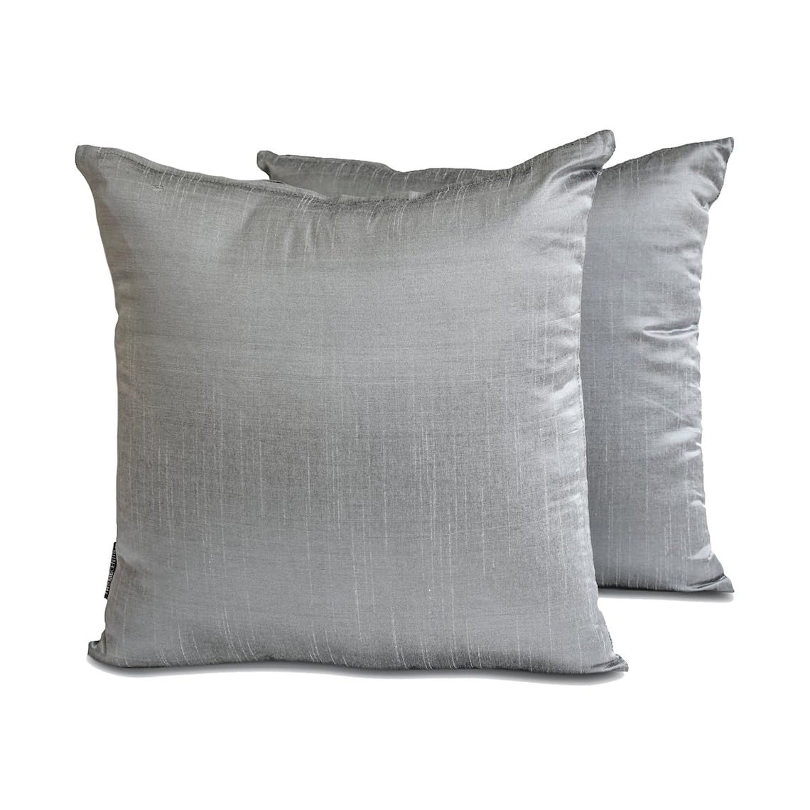 Silver Grey Art Silk Lumbar Cushion Covers 30x65 cm, Pack of 2 Solid Plain Luxury Accent Cushion Cover for Sofa, Couch, Bed, Living Room, Bedroom & Modern Home Décor - Silver Gray Luxury