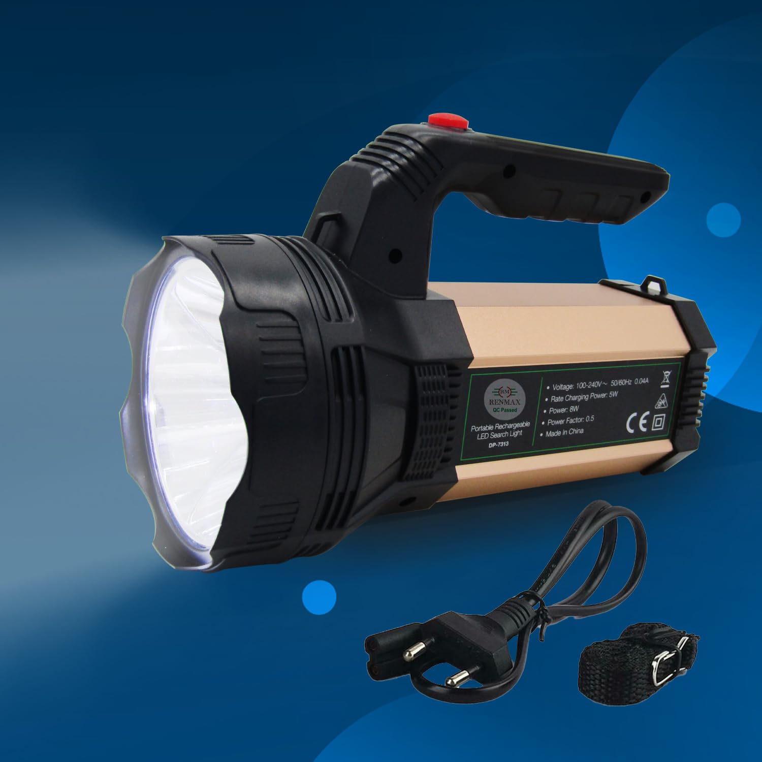 RENMAX Rechargeable Searchlight Torch Bright Beam LED Laser Flashlight 6000mAh for Security Metal Battery Housing Plastic Body 800m Range - 1Pc-image-11