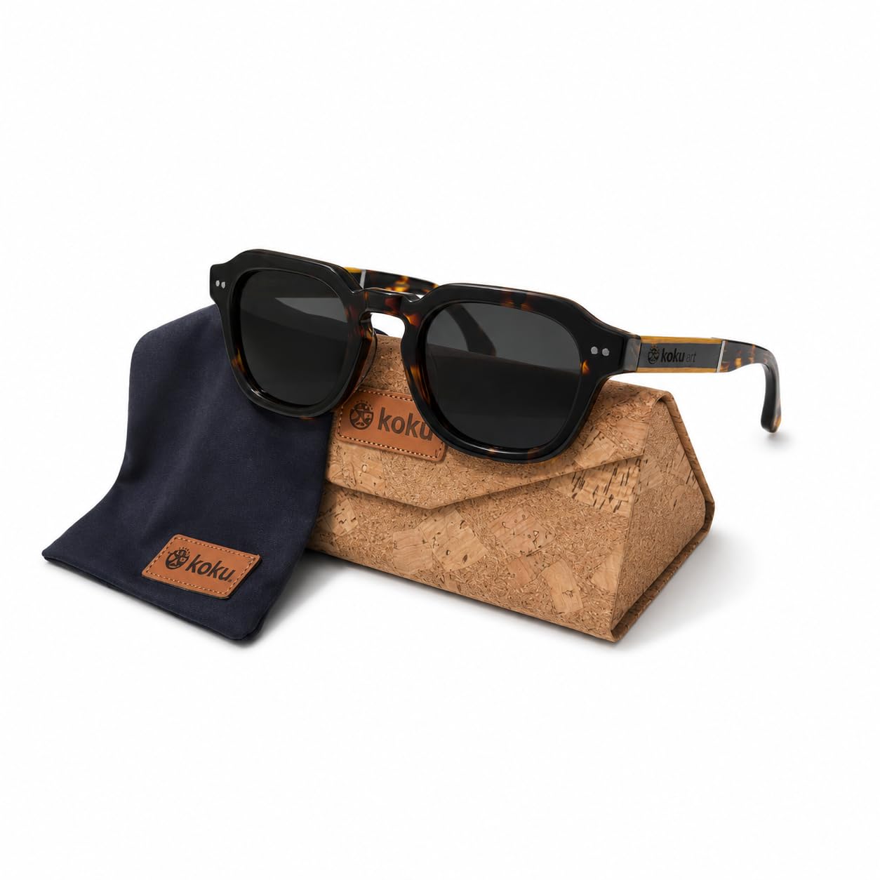 KOKU Art - Gafas de Sol Polarizadas Hombre y Mujer | Colección de Diseño Exclusivo en Madera, Acetato y Metal | Protección UV400 | Estuche de Corcho y Funda