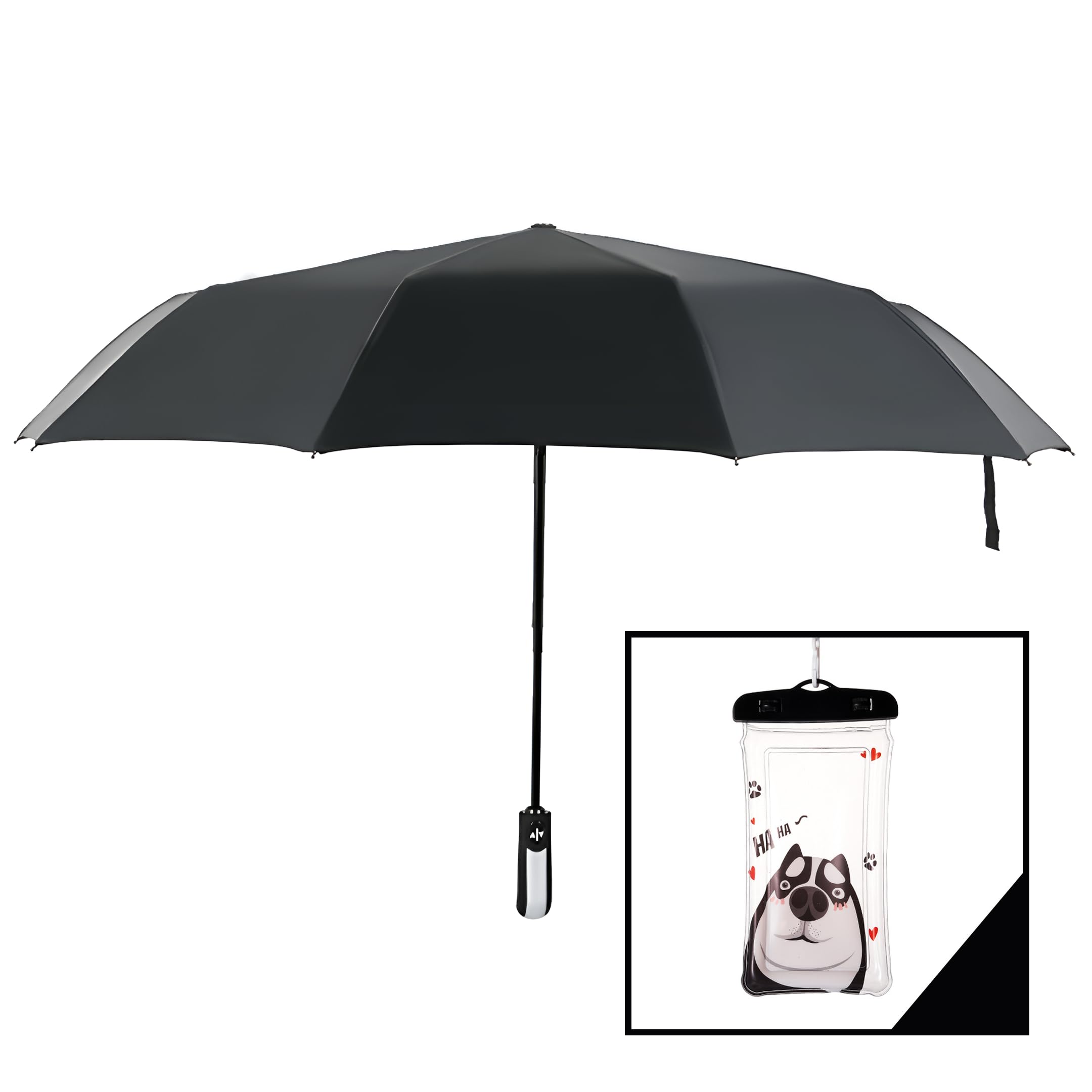 STAR WORKUmbrella for Travel Auto Open Compact, Lightweight & Folding- Best Windproof Umbrellas for Rain,Sun & Wind UV Protection,Easy Carry for Women and Men (Free Waterproof Phone Case)