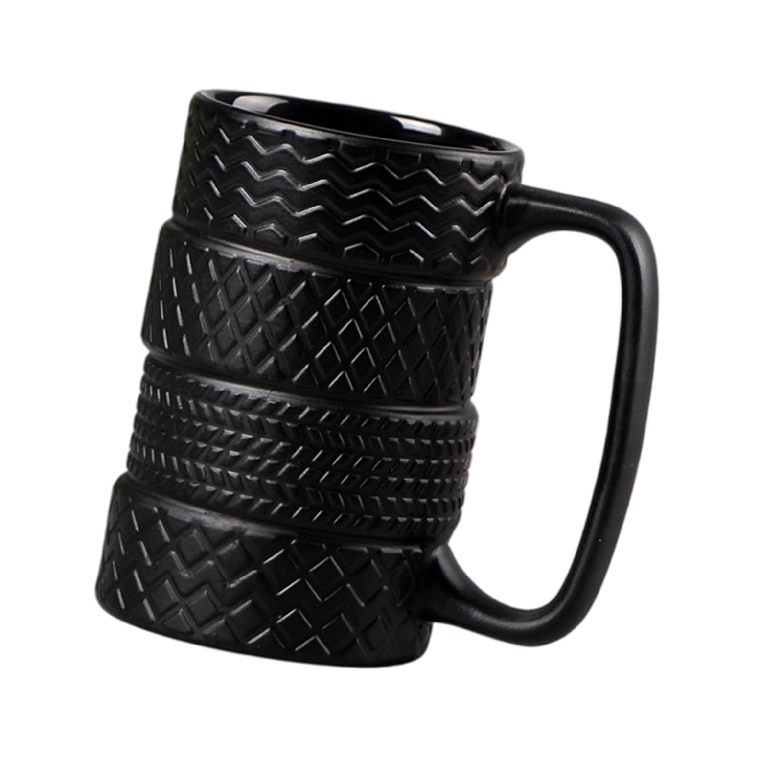 LUCKGONI Unique Tire Texture Design Ceramic Coffee Mugs for Hot Drink with Insulated Body and Comfortable Handle Portable Cup
