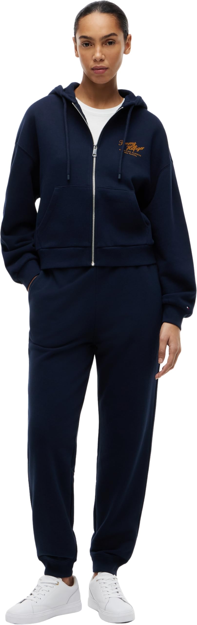 Tommy Hilfiger Mdrn Script Zip Terry Hoodie Ww0ww47845 Sweat à Capuche zippé Femme (Lot de 1)