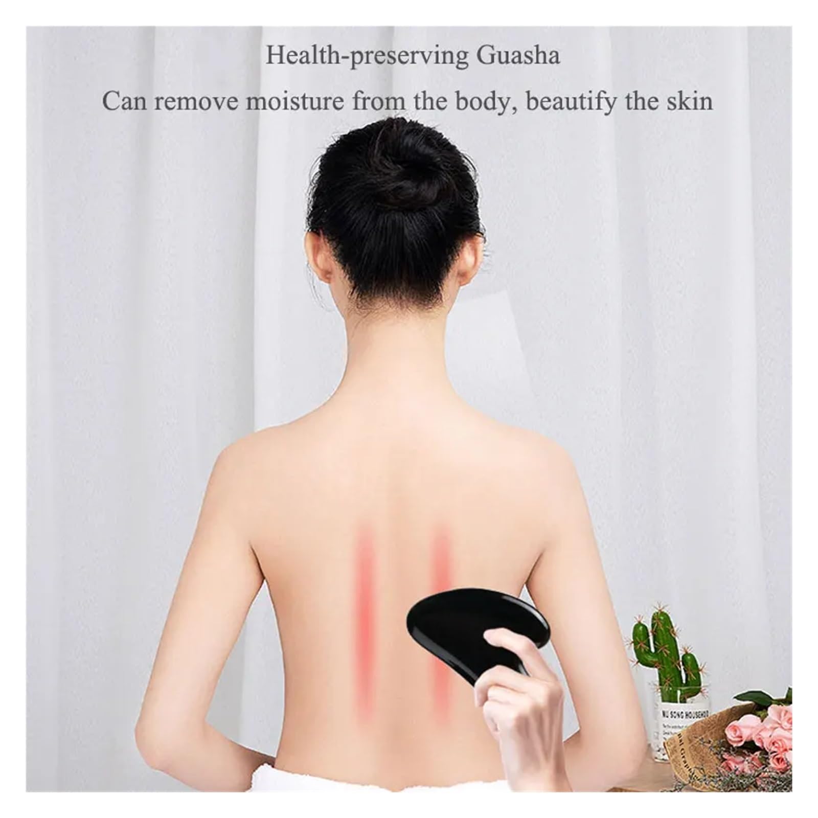 Naturstein-Guasha-Massage-Gouache-Schaber for das Gesicht, Jade-Roller-Massagegerät-Set, schwarzer Obsidian, Gua Sha Board, Hautpflege-Tool(Type 11)