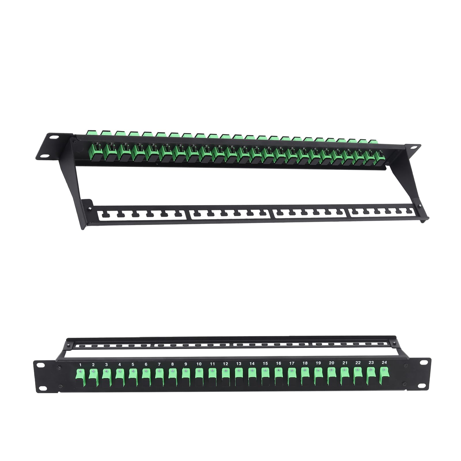 Panneau de brassage en fibre optique 1U avec 24 adaptateurs fibre optique monomode SC APC pour racks standard de 48,3 cm, 1 pièce