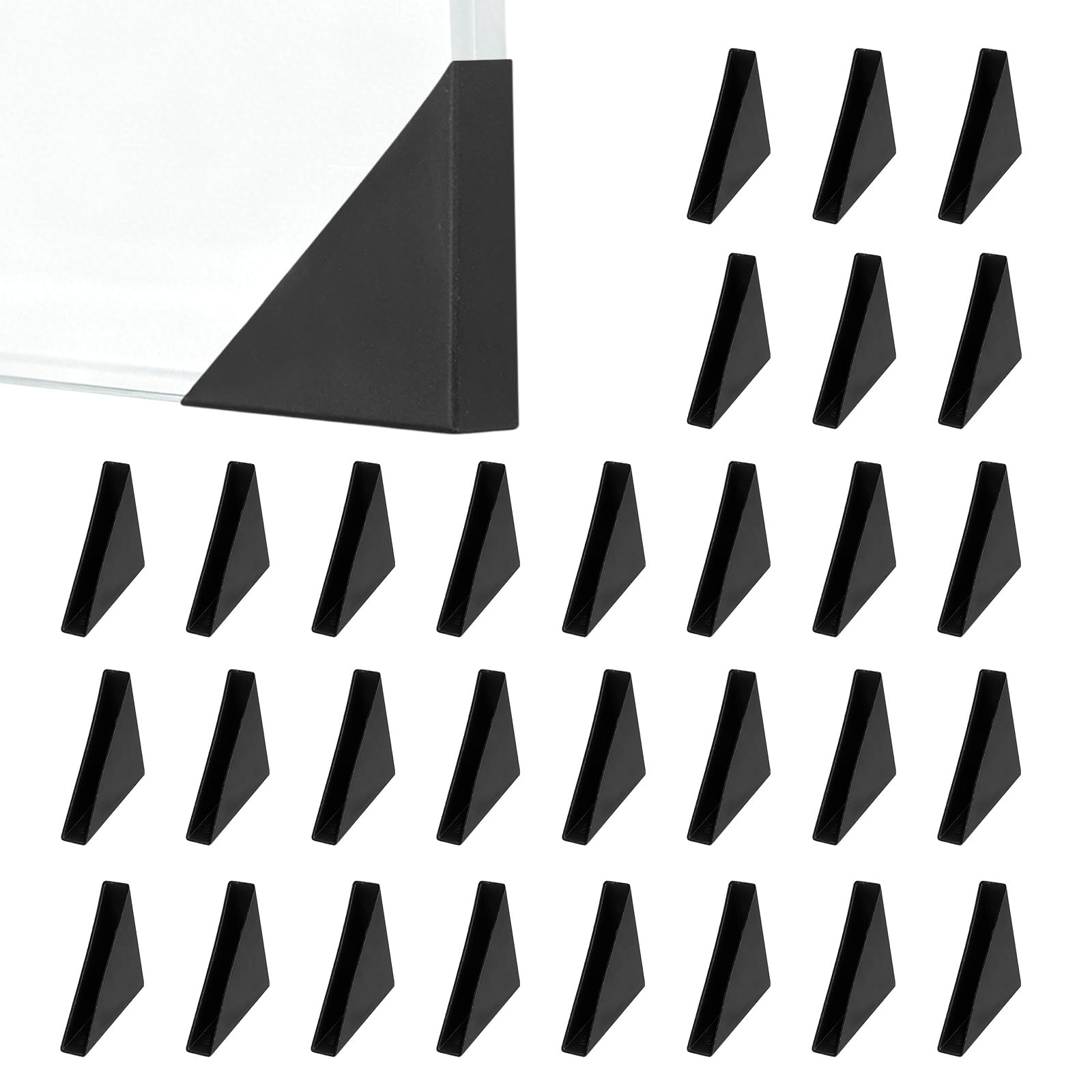 sourcing map 10x50mm Triangle Plastic Corner Protector Black 30Pcs
