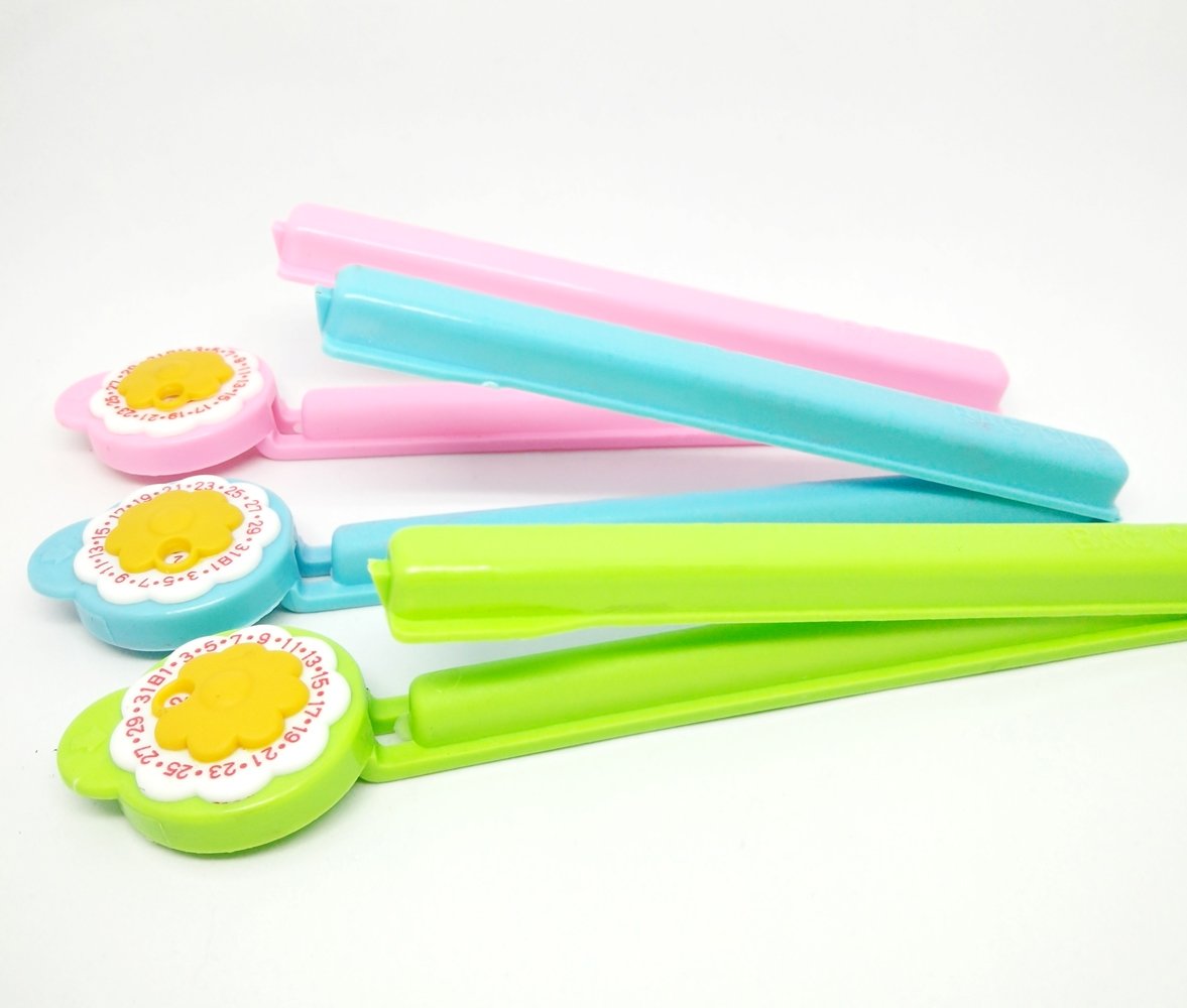 MOF Bag Clip with Calendar Large Long 6” Pack of 3 Pcs KEEP FOOD FRESH & ENSURE DATE & AIR TIGHT & WATER TIGHTBest Recommended for Chips and all Plastic Bags