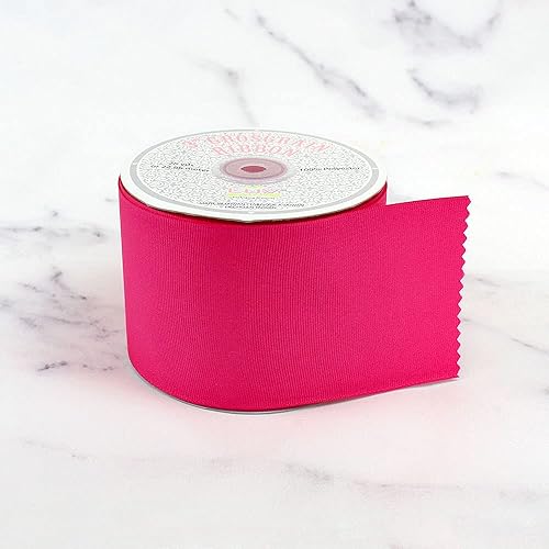 Miniatura 4 de Creative Ideas GRO3000-175 - Cinta de grogrén sólida de 3 pulgadas, 25 yardas, rosa intenso, 25 yardas