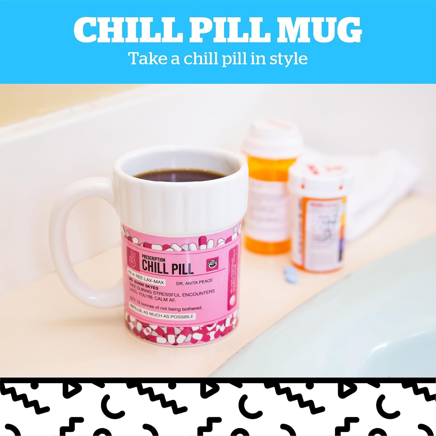 BigMouth Inc. Pink Chill Pill Mug, Prescription Coffee Mug, Funny Pharmacy Gifts, Hilarious Novelty Gag Gifts for Doctor, Ceramic Pill Bottle Cup - Image 2