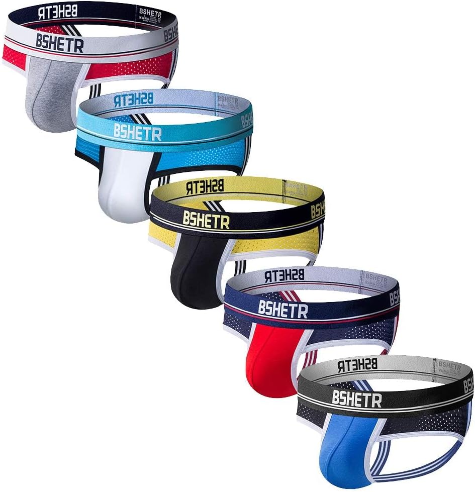 Men's Jockstraps Athletic Supporters 5-Pack Ultra Soft Daily Sports Underwear
