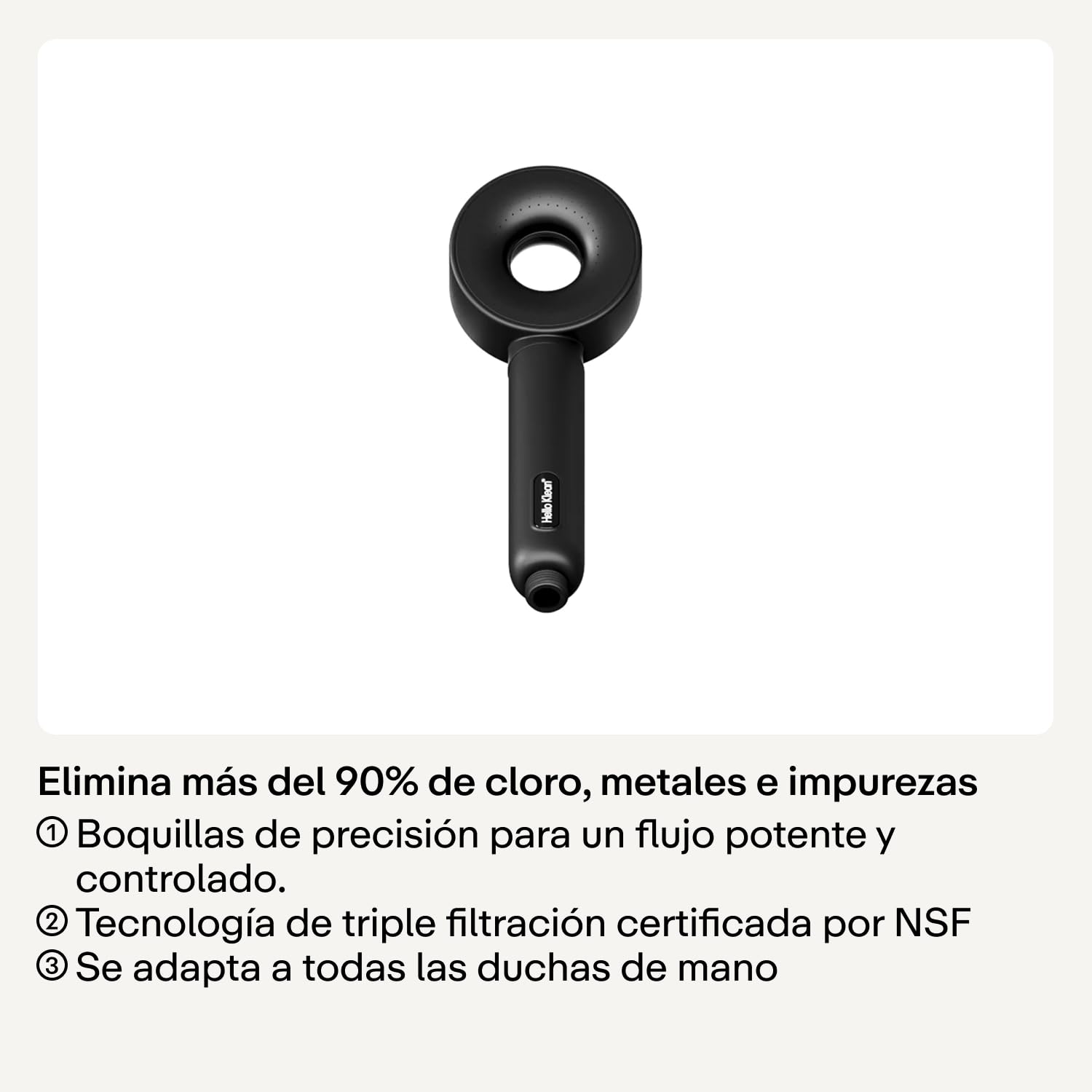 Hello Klean Cabezal de Ducha para Agua Dura Plata | Mayor presión | Ahorra agua | Piel y cabello más suaves