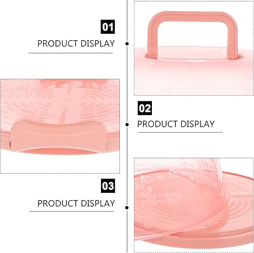 Miniatura 3 de CALLARON Porta pasteles redondo de plástico con mango de tapa, soporte para tartas, caja de pan, recipientes para pasteles de pan, caja de