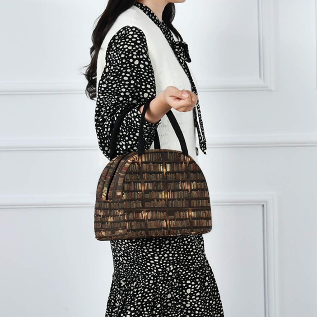 Multi-Storied Mysterious Bookshelf Library Reusable Lunch Tote Bag with Front Pocket Zipper Closure Insulated Thermal Cooler Container Bag for Man Women Work Picnic Travel Beach Fishing - Image 5