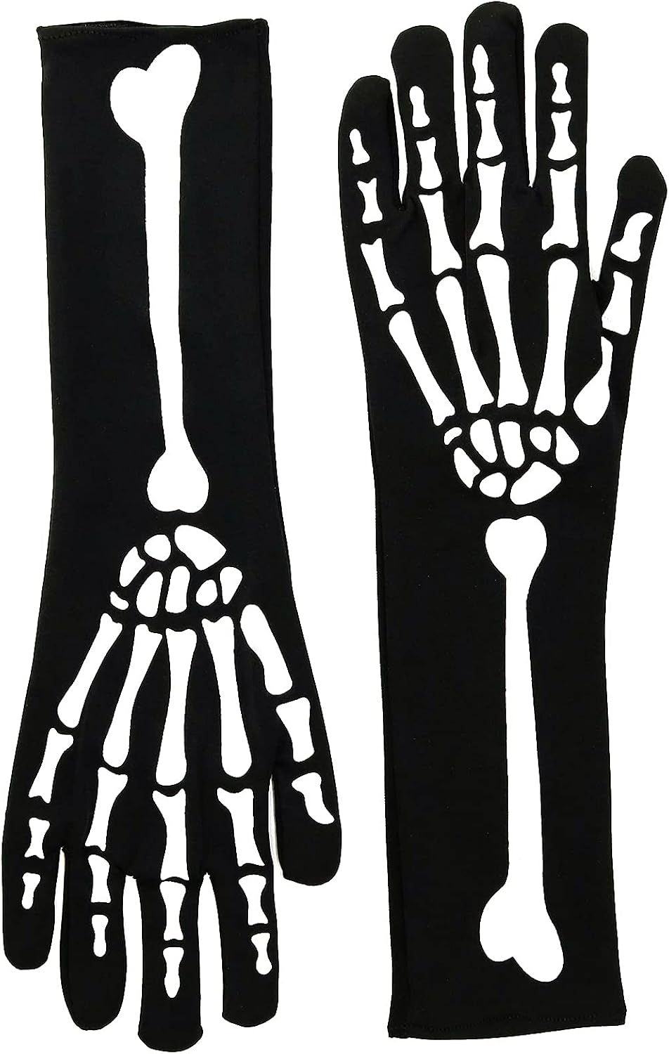 Skeleton Gloves,Halloween Long Arm Unisex Full Finger Skeleton Gloves,Stretchy Skeleteen Bone Hand Skeleton Gloves