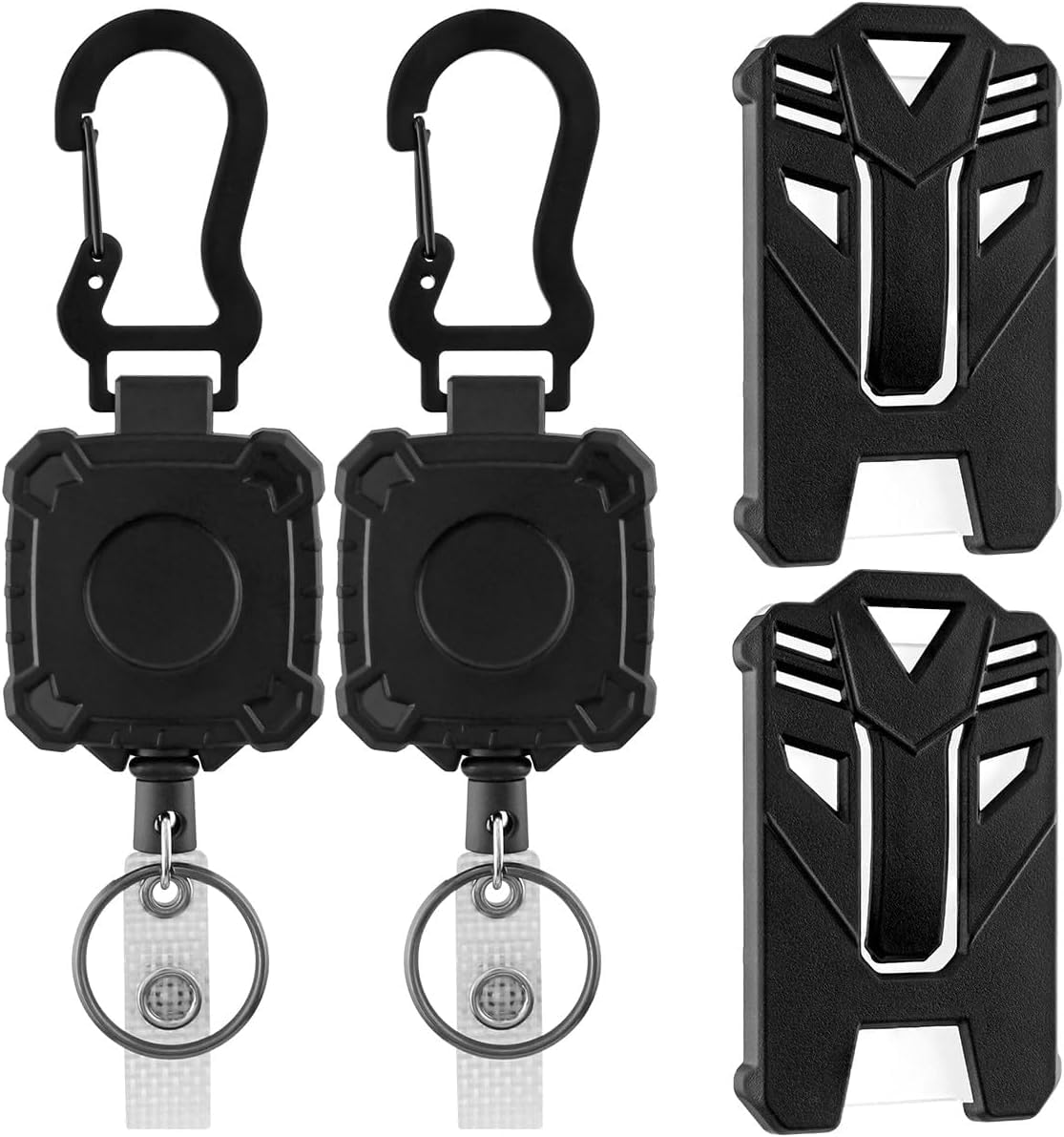 Mecool 2 Pcs Retractable Badge Holders Hard Plastic Extendable Lanyard with Card Holder, Square