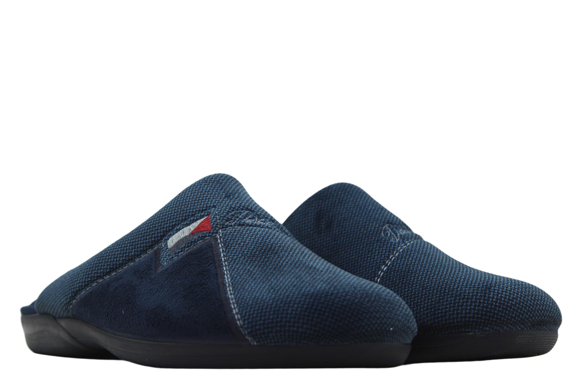 DeValverde - Zapatilla de casa, pantufla destalonada, chinela tejido textil, suela goma antideslizante, para: Hombre