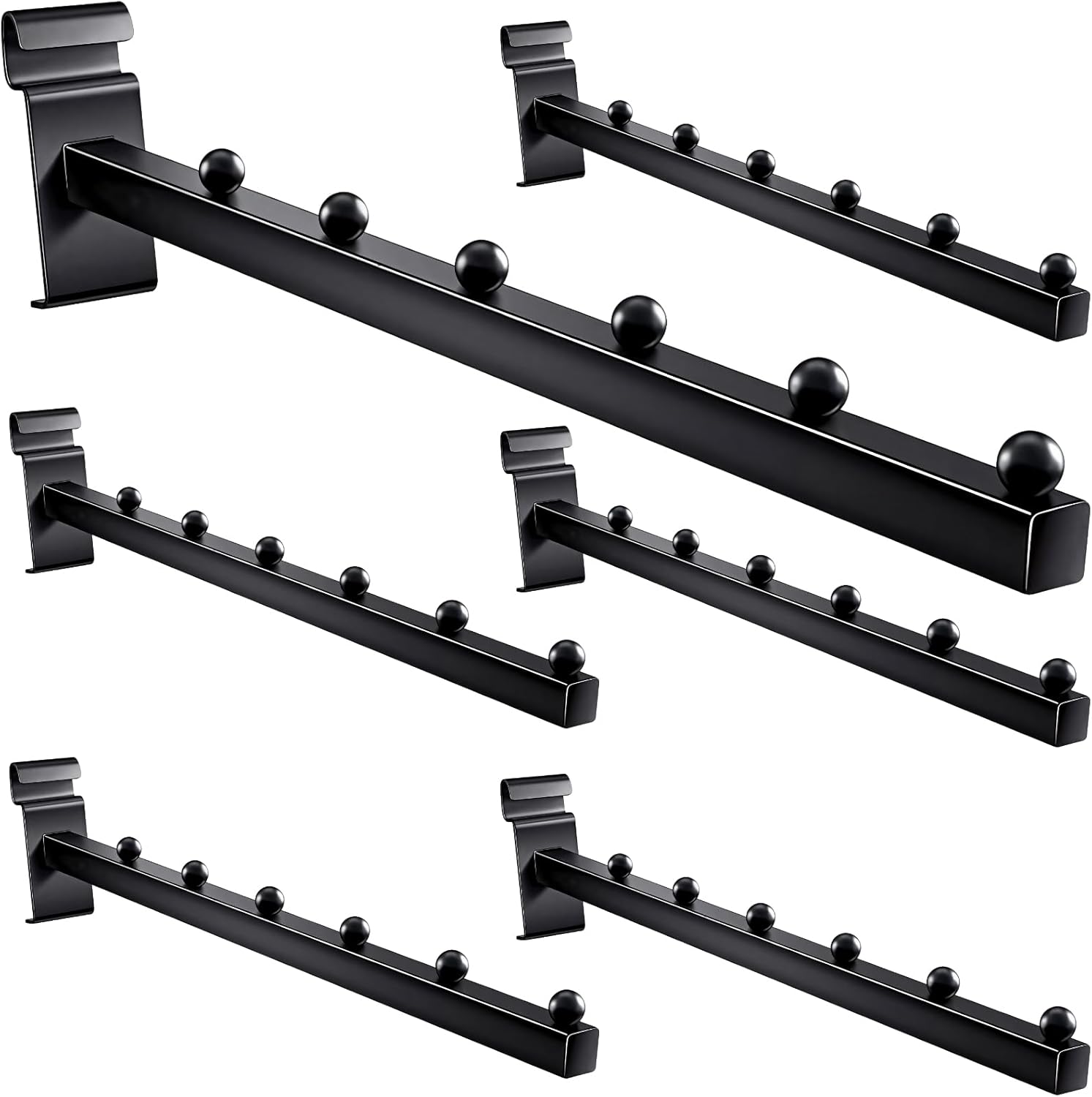 Gridwall Hooks with 6-Ball Design, 6 Pcs Black Waterfall Hooks, Gridwall Mount Brackets, Wall Grid Accessories for Display and Efficient Space Management
