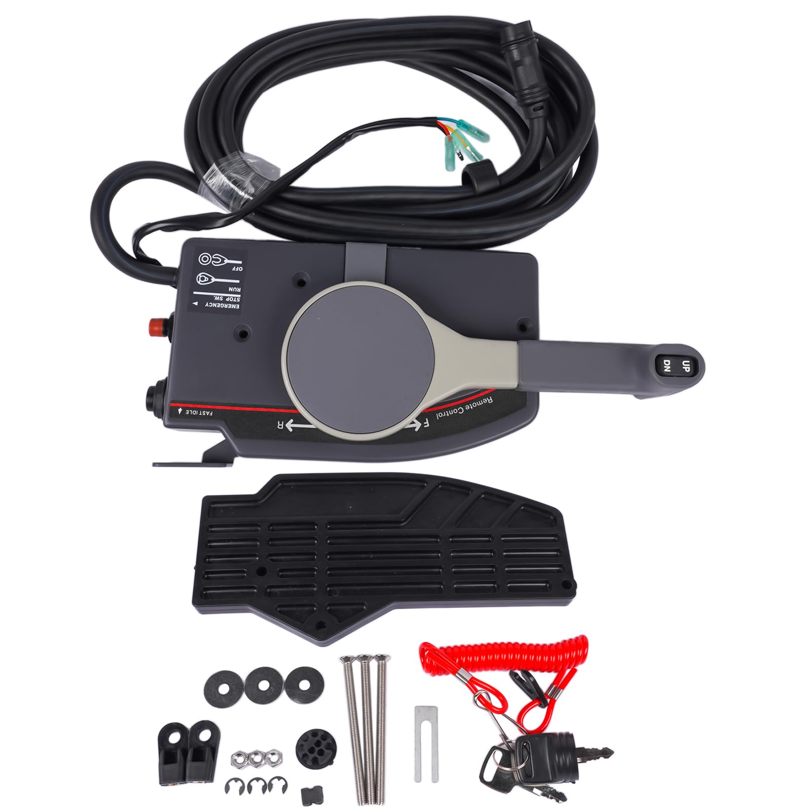 Caja de control remoto fuera de borda de repuesto para Yamaha 703 Series 10 pines 16 pies cable lateral cordón de emergencia de 2 tiempos 703-48205-16