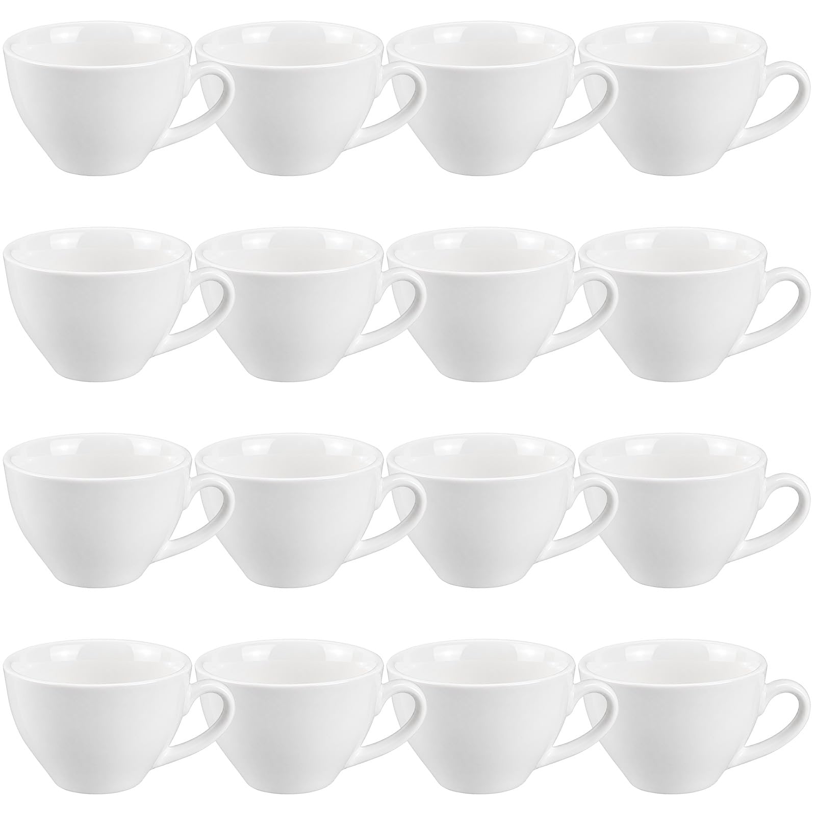 16er Set Weiße Kaffeetassen 130ml, Espressotassen aus Porzellan, 4,4 oz Espresso Set, Kleine Teetassen und Kaffeetassen für Gastronomie, Büro, Zuhause, Spülmaschinenfest/Mikrowellen