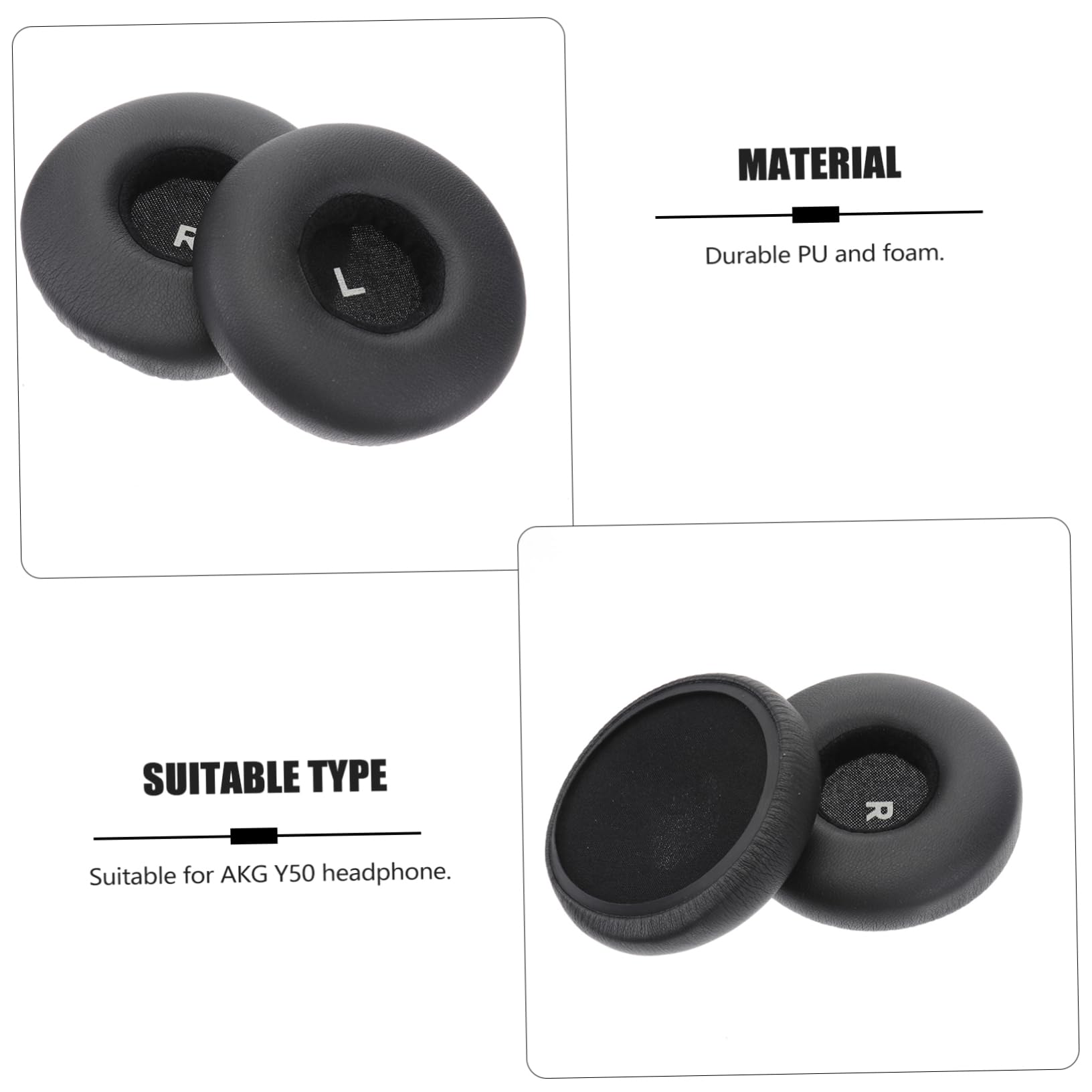 jojofuny 3piezas Auriculares Almohadillas De Repuesto De PU y Color Negro Compatibles Comodidad y Rendimiento De Graves Mejorados