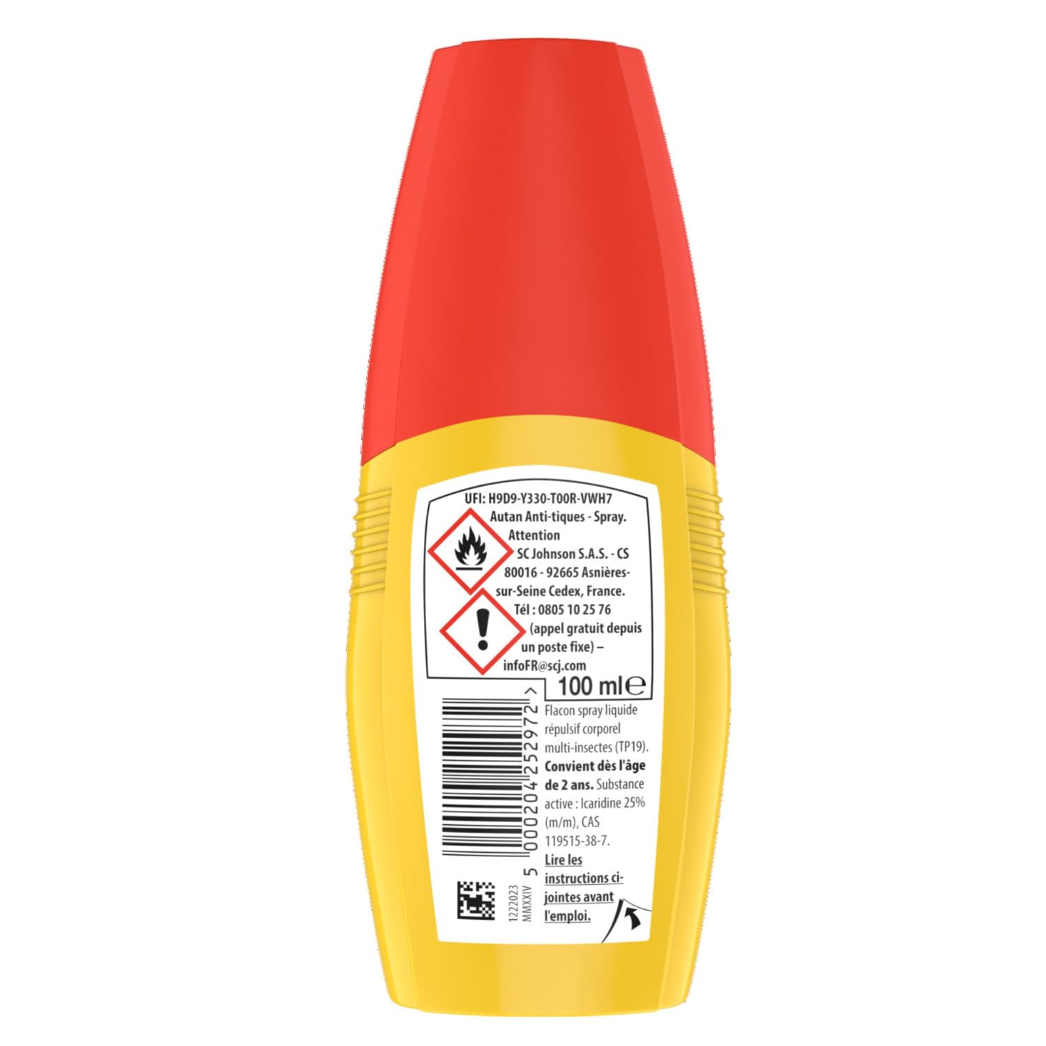 Autan Anti-Tiques Spray Corps - Jusqu'à 12H de Protection Immediate - Testé Dermatologiquement - 1 Spray, 100ml