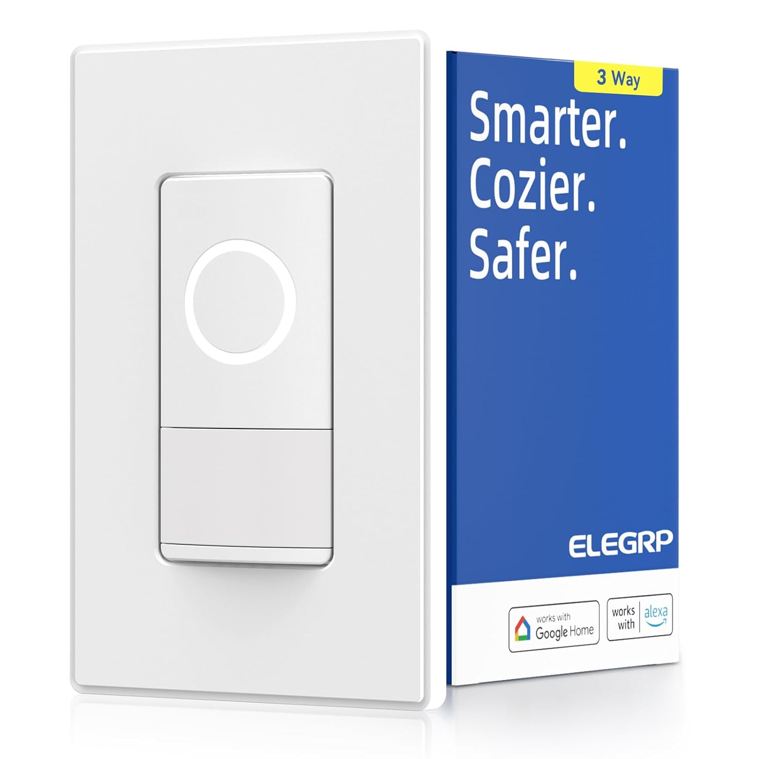 ELEGRP Smart Motion Sensor Switch, 2.4GHz Wi-Fi 3 Way Light Switch Compatible with Alexa & Google Assistant, APP Remote Control, Neutral Wire Required, UL Certified, No Hub Required (White, 1 Pack) ELEGRP Smart Motion Sensor Switch, 2.4GHz Wi-Fi 3 Way Light Switch Compatible with Alexa & Google Assistant, APP Remote Control, Neutral Wire Required, UL Certified, No Hub Required (White, 1 Pack)