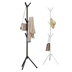 Mancebo Cabideiro de Chão Organizador para Roupas Casaco Bolsa Chapéu 9 Ganchos (Preto)