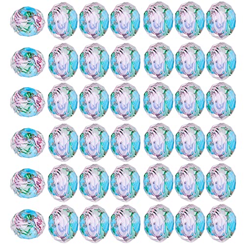 WEWAYSMILE 60 pcs 10mm Crackle Lampwork Glass Beads, Glass Lampwork Flower Beads Jewelry Making