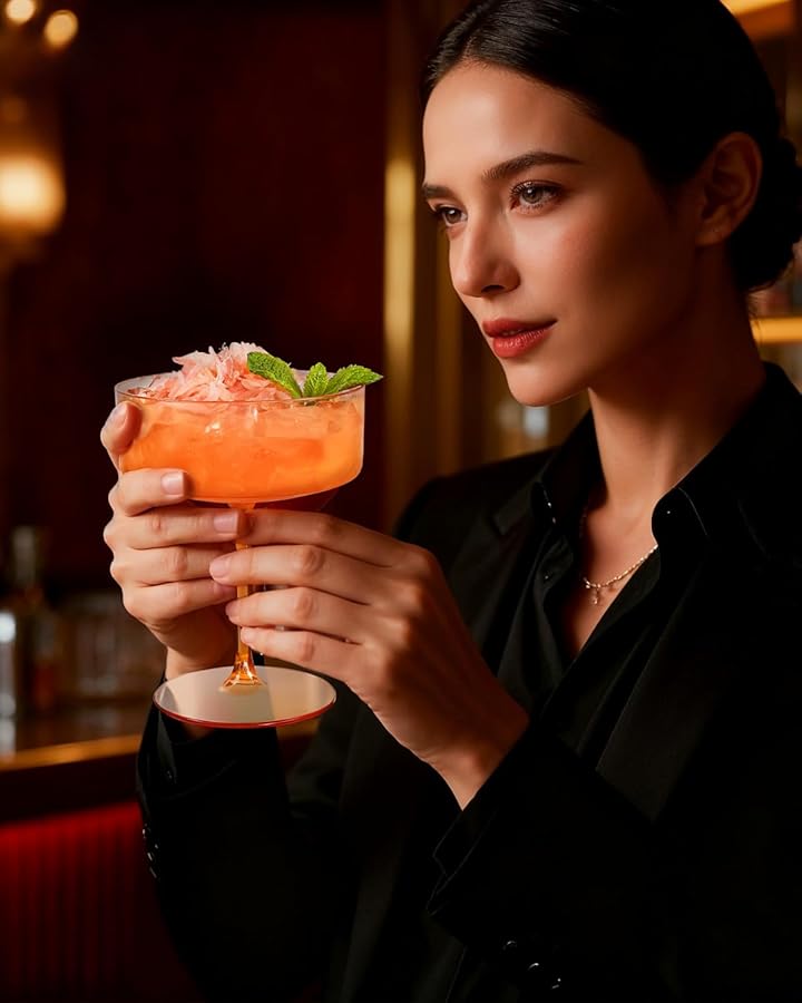 Ciaell 12PCS Plastic Martini Glasses - 10 Oz Colored Disposable Coupe Glasses with Stem - Heavy Duty Margarita Cups for Bars, Cocktails, Whiskey, Parties & Wedding - image 9